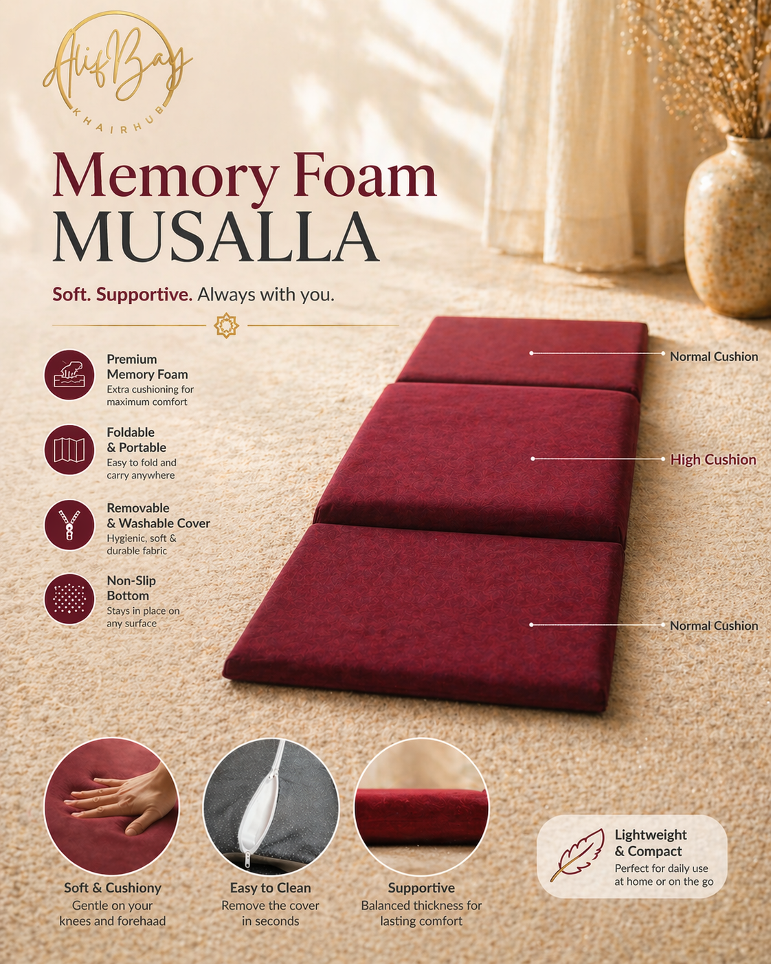 Alifbay Memory Foam Musalla